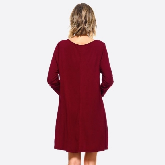 ✻Final Price Drop! Burgundy Jersey Shirt Dress - Picture 2 of 4